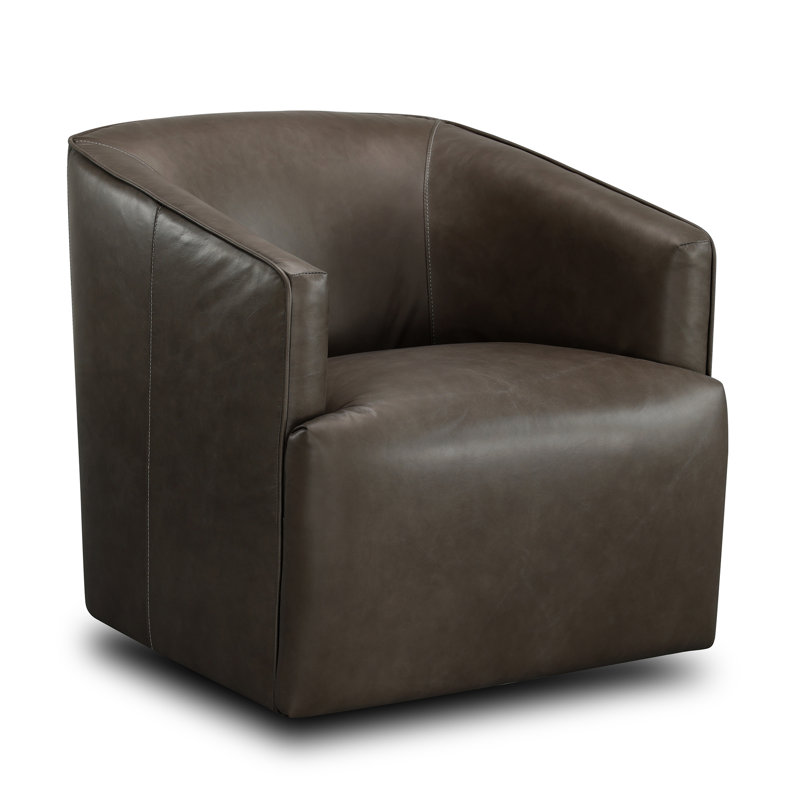 Winslow Genuine Leather Swivel Barrel Chair & Reviews Birch Lane